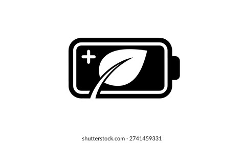 Battery icon with leaf design inside