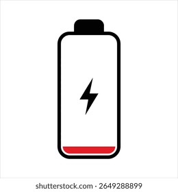 Battery Icon with Lightning Bolt and Low Charge Indicator