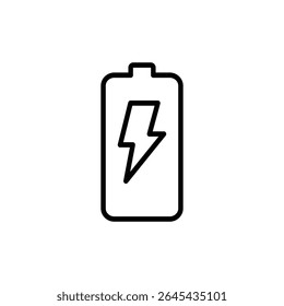 Battery Icon with Lightning Bolt for Power Supply, Charging, and Energy Concepts in Minimal Line Style