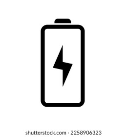 Icono de la batería con el signo del rayo. Icono de carga de la batería con el símbolo del tornillo relámpago.