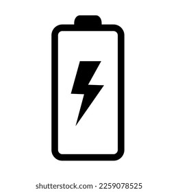 Battery icon with lightning bolt sign. Battery charging icon with lightning bolt symbol. Stock vector illustration.