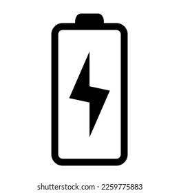 Icono de la batería con el signo del rayo. Icono de carga de la batería con el símbolo del tornillo relámpago.