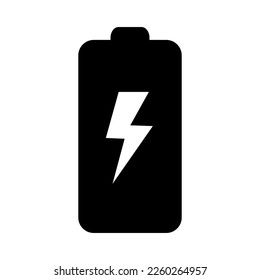 Battery icon with lightning bolt sign. Battery charging icon with lightning bolt symbol.
