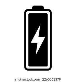 Icono de la batería con el signo del rayo. Icono de carga de la batería con el símbolo del tornillo relámpago.