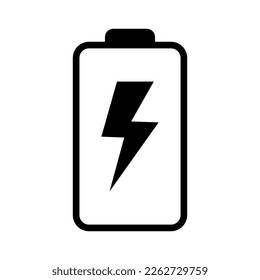 Battery icon with lightning bolt sign. Battery charging icon with lightning bolt symbol.
