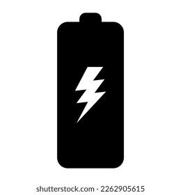 Icono de la batería con el signo del rayo. Icono de carga de la batería con el símbolo del tornillo relámpago.