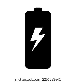 Icono de la batería con el signo del rayo. Icono de carga de la batería con el símbolo del tornillo relámpago.