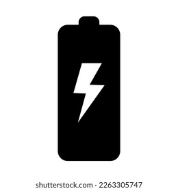 Battery icon with lightning bolt sign. Battery charging icon with lightning bolt symbol.
