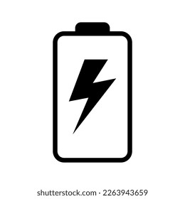 Battery icon with lightning bolt sign. Battery charging icon with lightning bolt symbol.
