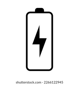 Battery icon with lightning bolt sign. Battery charging icon with lightning bolt symbol.