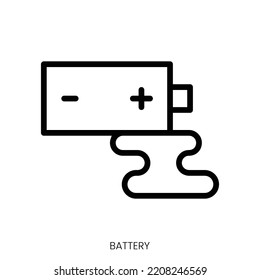 battery icon. Line Art Style Design Isolated On White Background