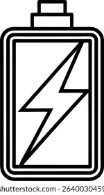 Battery icon line art vector. Battery icon power energy charge symbol. battery charger isolated on white background
