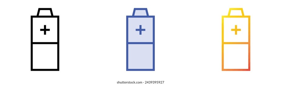 battery icon. Linear, Blue Fill and Gradient Style Design Isolated On White Background