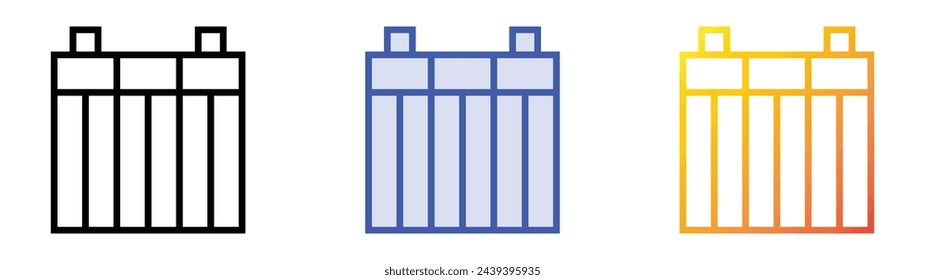 battery icon. Linear, Blue Fill and Gradient Style Design Isolated On White Background