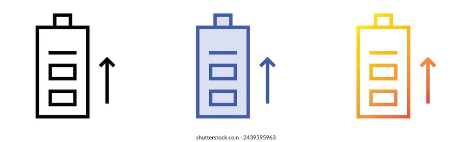 battery icon. Linear, Blue Fill and Gradient Style Design Isolated On White Background