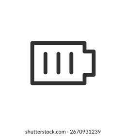 Battery icon, linear style. Power level, energy indicator, or charging status. Line with editable stroke.