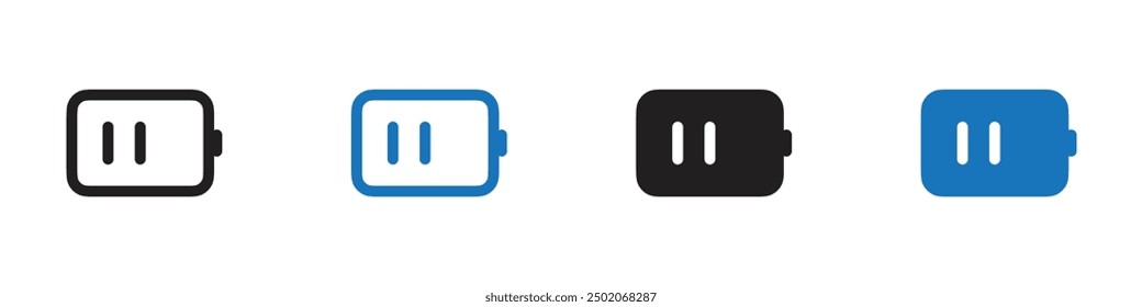 Battery icon linear thin line icon graphics set