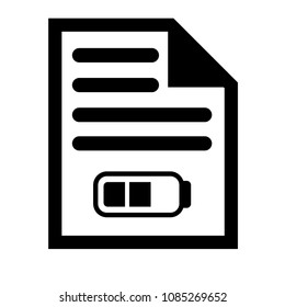 Battery icon and list symbol. Vector illustration