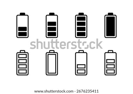 Battery icon logo design. battery Charging sign. battery charge level