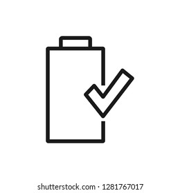 Battery icon or logo in modern line style. High quality gray outline pictogram for web site design and mobile apps. Vector illustration on a white background.