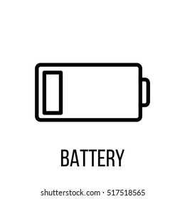 Battery icon or logo in modern line style. High quality black outline pictogram for web site design and mobile apps. Vector illustration on a white background.