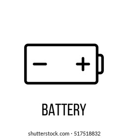 Battery icon or logo in modern line style. High quality black outline pictogram for web site design and mobile apps. Vector illustration on a white background.