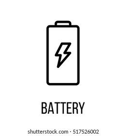 Battery icon or logo in modern line style. High quality black outline pictogram for web site design and mobile apps. Vector illustration on a white background.