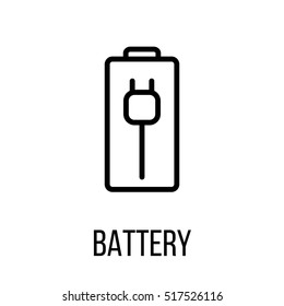 Battery icon or logo in modern line style. High quality black outline pictogram for web site design and mobile apps. Vector illustration on a white background.