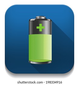 Battery Icon With long shadow over app button