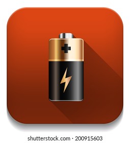 battery icon With long shadow over app button