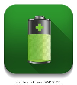 Battery Icon With long shadow over app button