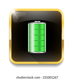Battery Icon With long shadow over app button