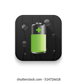 Battery Icon With long shadow over app button