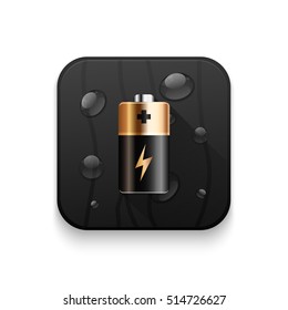 battery icon With long shadow over app button