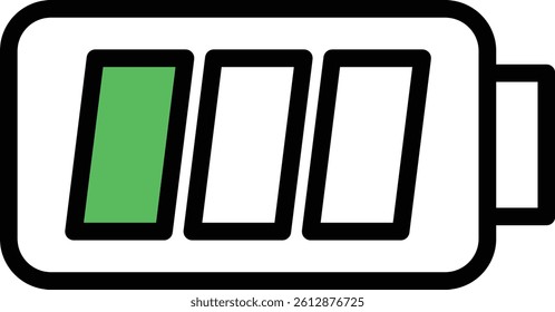 Battery icon with low charge indicator for device and energy interface design