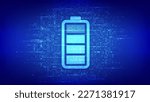 Battery icon made with electricity signs. Charging point station. Rechargeable accumulator. Battery power supply background. Energy Efficiency. Vector illustration.