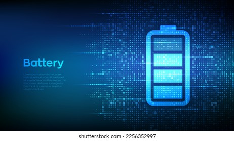 Batteriesymbol mit Stromzeichen. Ladestation. Akkumulator wiederaufladbar. Hintergrund für die Stromversorgung des Akkus Energieeffizienz. Vektorgrafik.