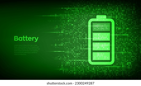 Battery icon made with electricity signs. Green Energy. Charging point station. Rechargeable accumulator. Battery power supply background. Vector illustration.