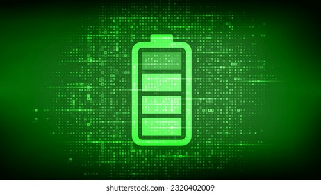 Battery icon made with electricity signs. Green Energy. Charging point station. Rechargeable accumulator. Battery power supply background. Vector illustration.