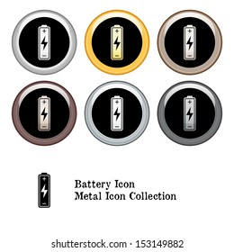 Battery Icon Metal Icon Set