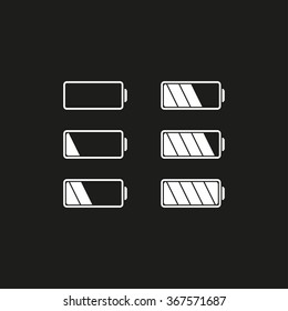 Battery  icon  on black background. Vector illustration.