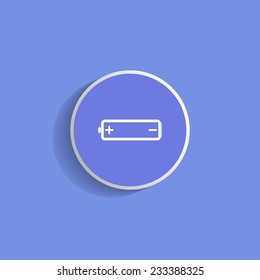 The battery icon on a blue background with shadow
