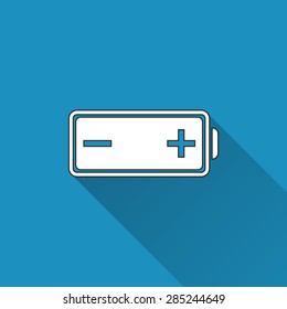 Battery  icon on a blue background. Vector illustration, flat design.