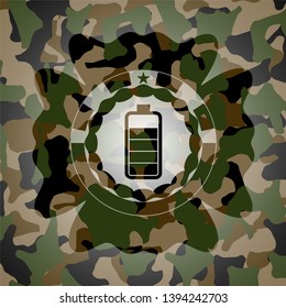 battery icon on camouflaged texture