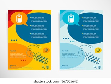 Battery icon on chat speech bubbles. Modern flyer, brochure vector template.
