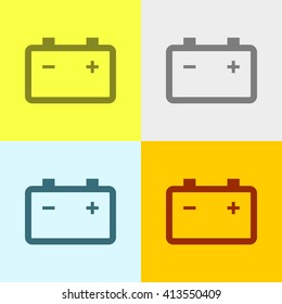 Battery Icon on Four Different Backgrounds. Eps-10.