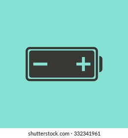 Battery icon on green background. Vector illustration.