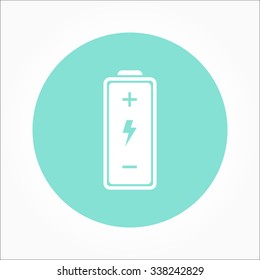 Battery  icon  on green background. Vector illustration.
