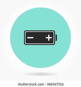 Battery  icon  on green background. Vector illustration.