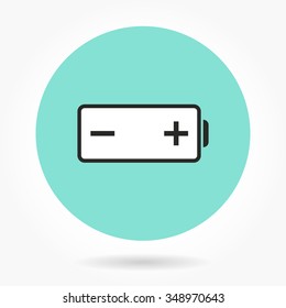 Battery  icon  on green background. Flat vector illustration.